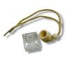 BOTELLA CUADRADA VIDRIO TRANSP. COLGANTE C/TAPÓN Y TAPA - 8 ml (E288)